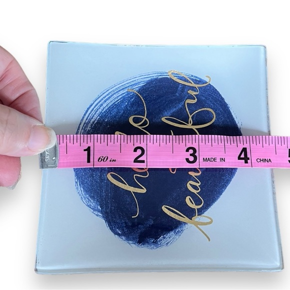 Fringe Studio “Hello Beautiful” Small Glass Trinket Dish Tray Blue & Gold Leaf - Picture 8 of 8